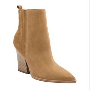 Marc Fisher Tan Medium Natural Suede Mariel Heeled Western Booties NWOB Size 9